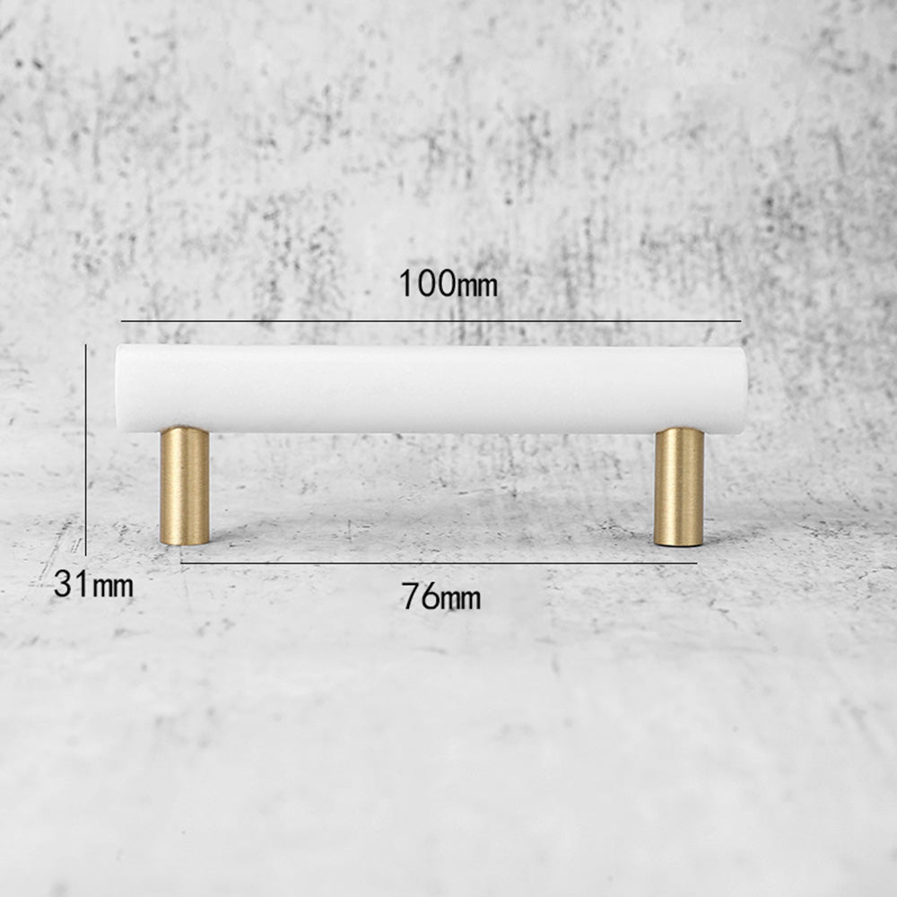Comforsyco Marble T-Bar Cabinet Pulls with Gold-Tone Posts