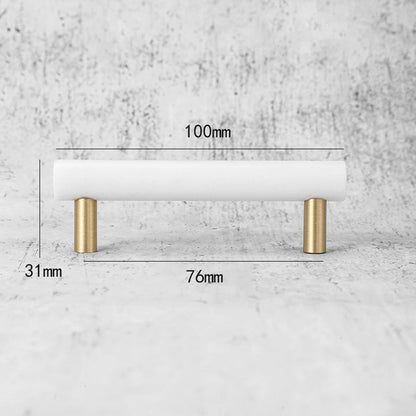 Comforsyco Marble T-Bar Cabinet Pulls with Gold-Tone Posts