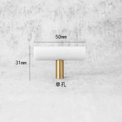 Comforsyco Marble T-Bar Cabinet Pulls with Gold-Tone Posts