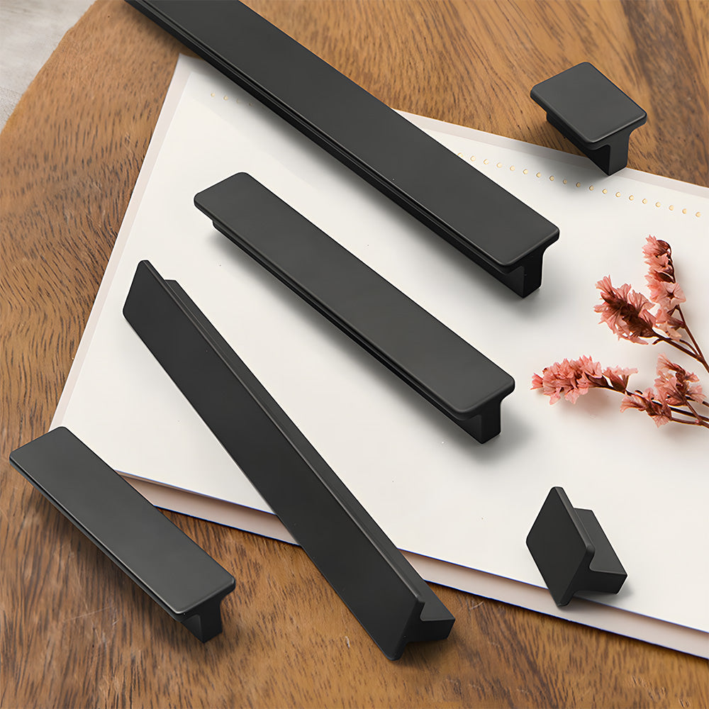 Comforsyco Matte Black Aluminum Alloy Kitchen Hardware Drawer Handles