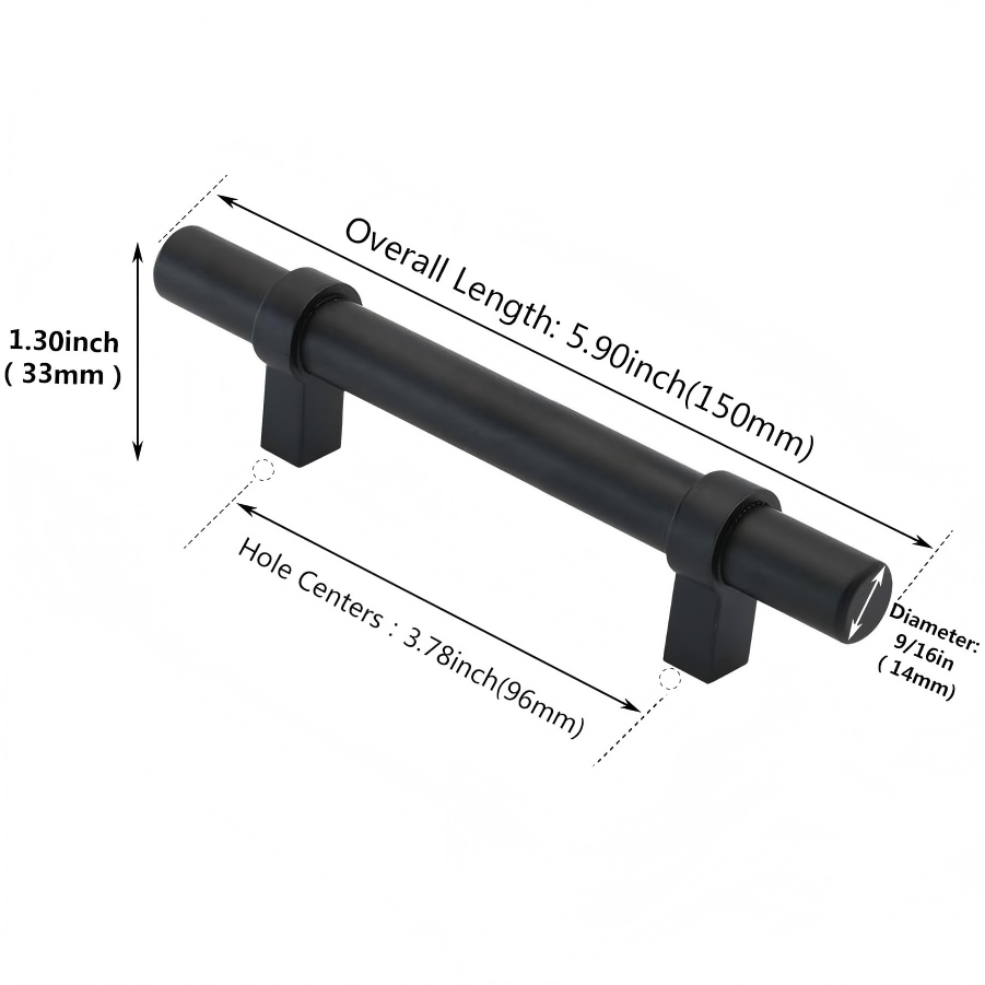 Comforsyco Matte Black Cabinet Handles  for Kitchen and Bathroom
