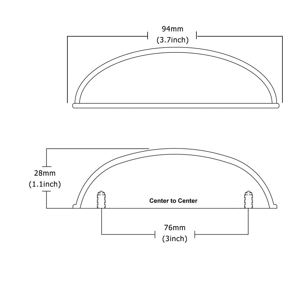Comforsyco Matte Black Cup Drawer Pulls, 3 Inch Hole Center