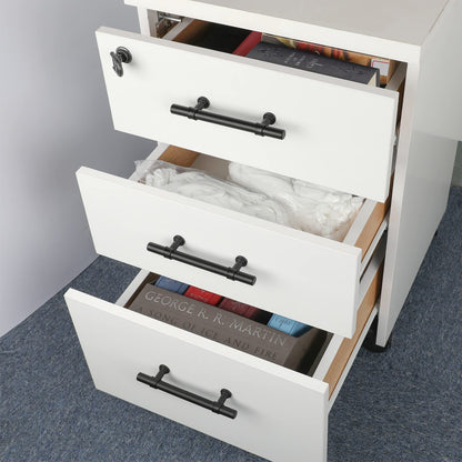 Comforsyco Matte Black Round Bar Cabinet Pulls and T-Bar Knobs