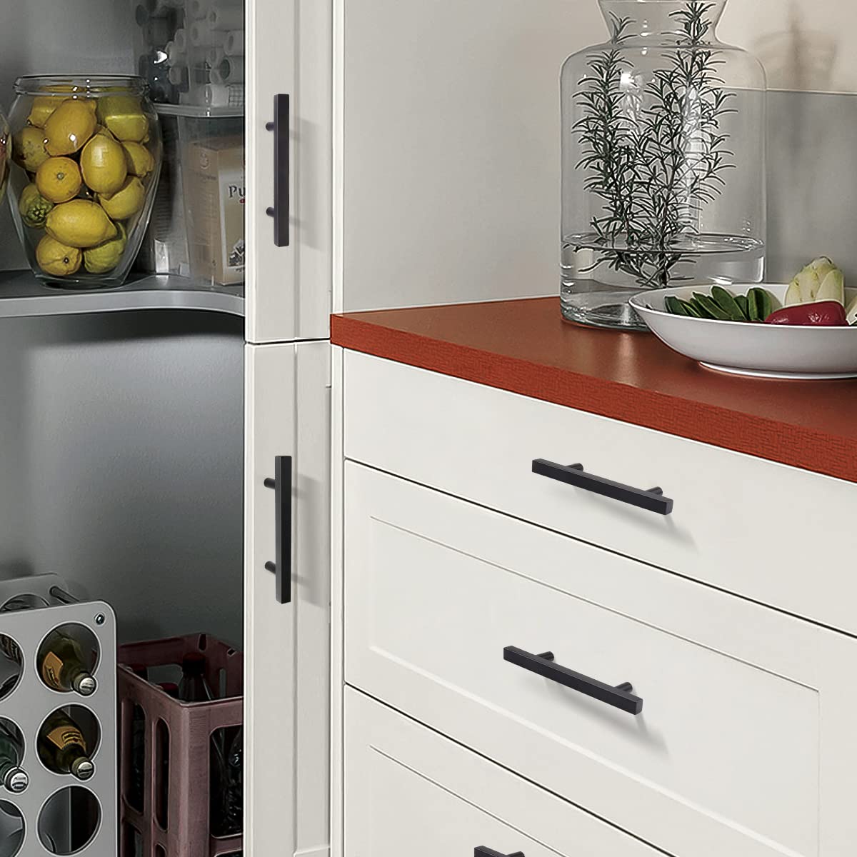 Comforsyco Matte Black Square Bar Drawer Pulls and Cabinet Handles