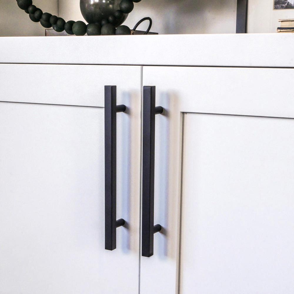 Comforsyco Matte Black Square Bar Drawer Pulls and Cabinet Handles