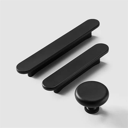 Comforsyco Minimalist Flat Rounded Bar Cabinet Pulls and Round Knobs