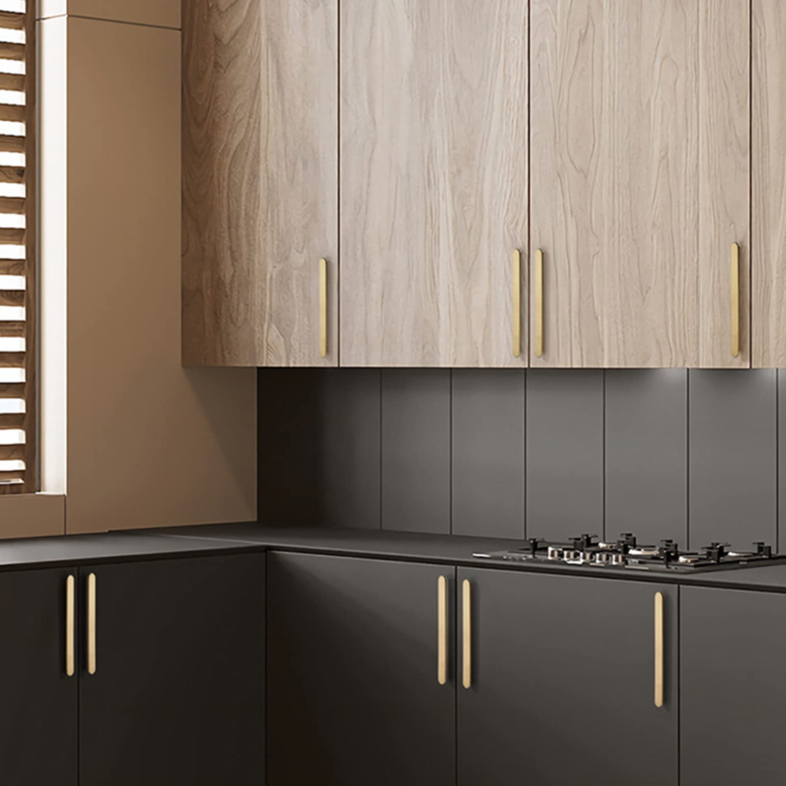 Comforsyco Minimalist Flat Rounded Bar Cabinet Pulls and Round Knobs