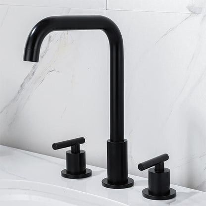 Modena Modern High-Arc T-Handle 3-Hole Widespread Bathroom Sink Faucet