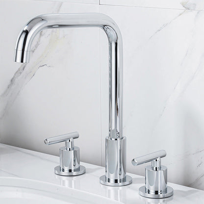 Modena Modern High-Arc T-Handle 3-Hole Widespread Bathroom Sink Faucet