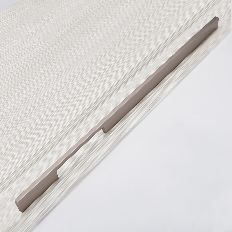 Antique nickel slim rectangular aluminum cabinet pull, pictured in one view on a clean neutral background