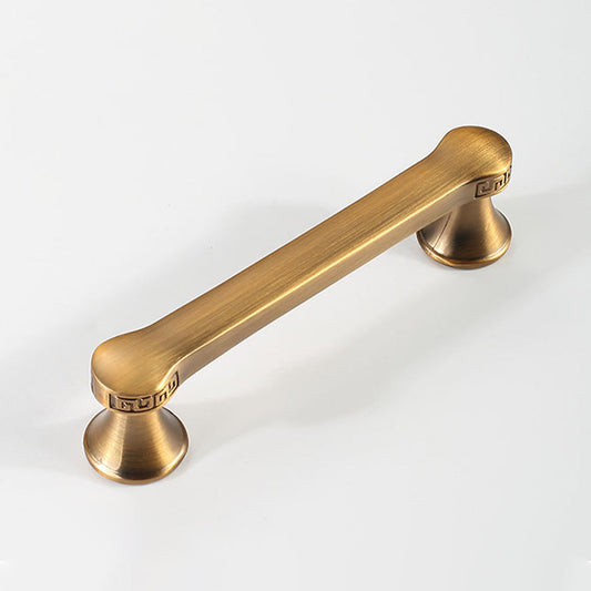 Traditional cabinet pull with flared mounts and knob, shown clearly on a clean neutral background
