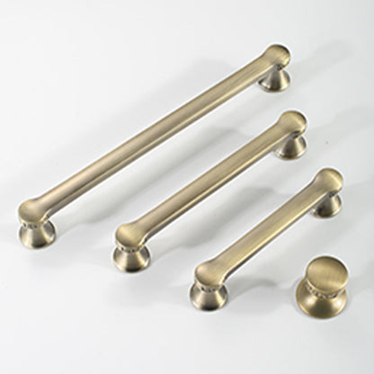 Traditional cabinet pull with flared mounts and knob, shown clearly as a color and finish lineup