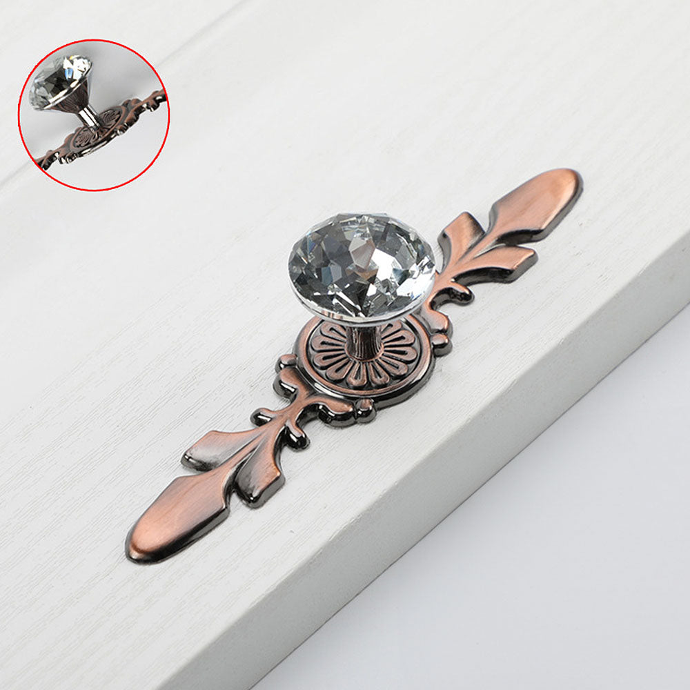 Cabinet knob, displayed from the side with its construction and finish visible with key hardware details visible