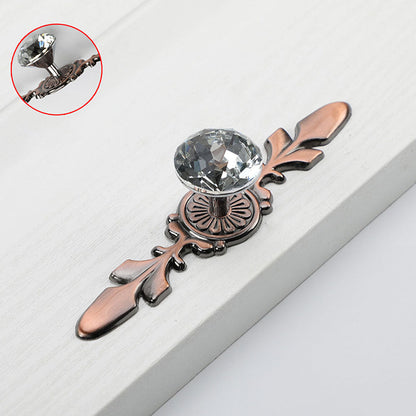 Cabinet knob, displayed from the side with its construction and finish visible with key hardware details visible