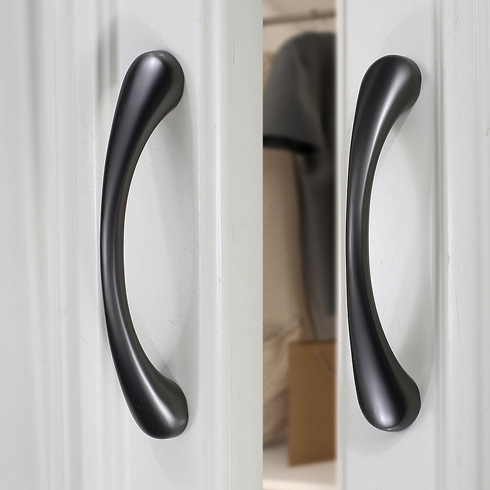 Comforsyco Modern Curved Cabinet Handles and Round Knobs