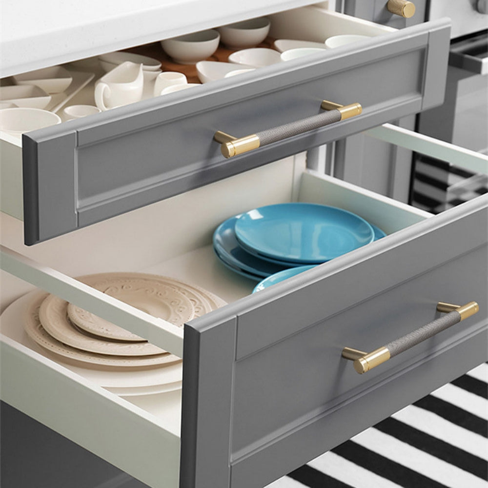 Comforsyco Modern Gold Knurled T-Bar Cabinet Handles and Knobs