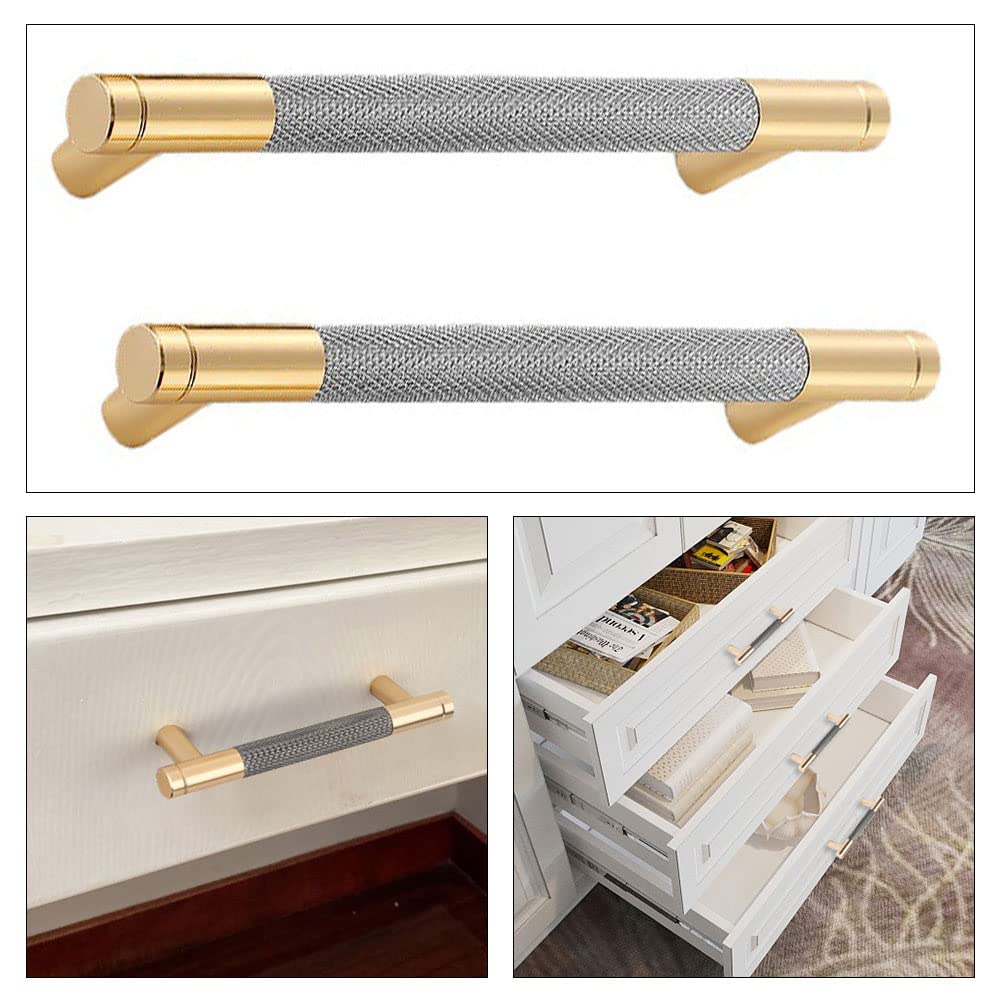 Comforsyco Modern Gold Knurled T-Bar Cabinet Handles and Knobs