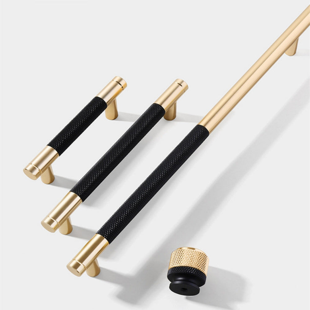 Comforsyco Modern Gold Knurled T-Bar Cabinet Handles and Knobs