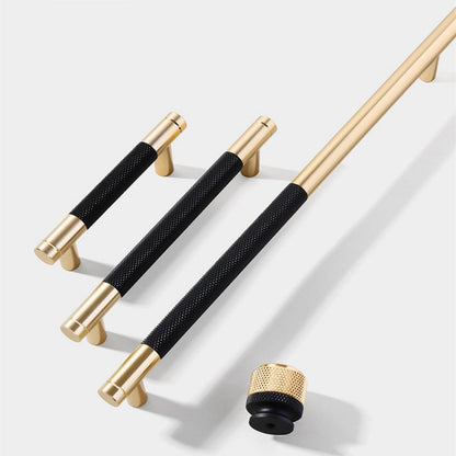 Comforsyco Modern Gold Knurled T-Bar Cabinet Handles and Knobs