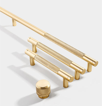 Comforsyco Modern Gold Knurled T-Bar Cabinet Handles and Knobs