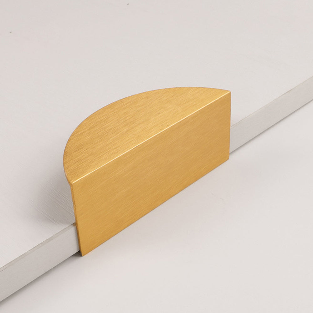 Half-moon cabinet edge pull, shown clearly on a clean neutral background with key hardware details visible