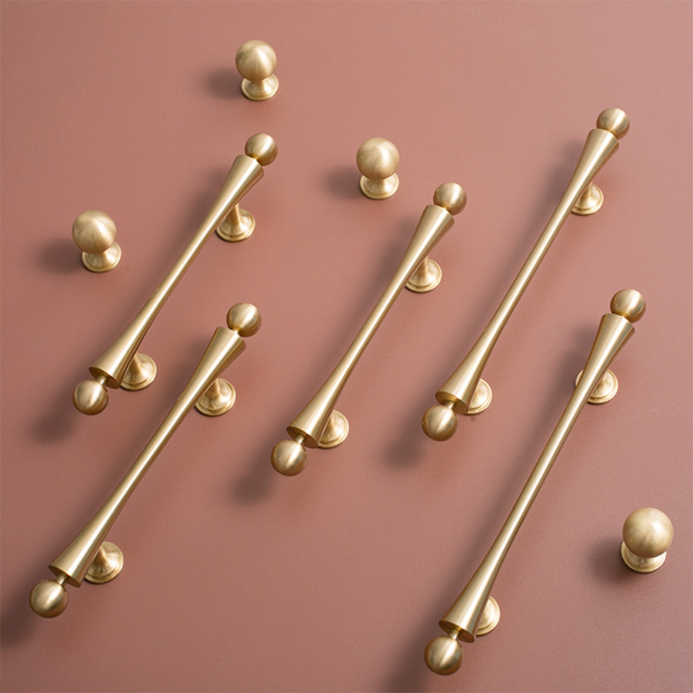 Comforsyco Modern Scroll-Inspired Brass Cabinet Pulls