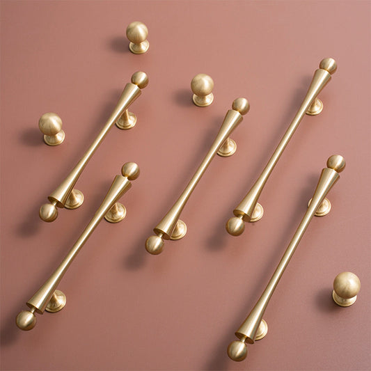 Comforsyco Modern Scroll-Inspired Brass Cabinet Pulls