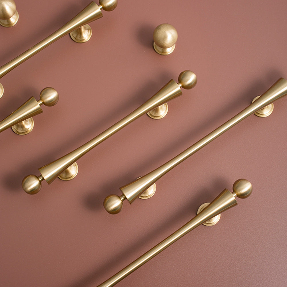 Comforsyco Modern Scroll-Inspired Brass Cabinet Pulls