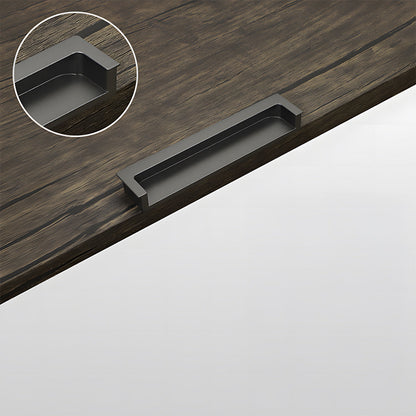 Gray concealed slotted cabinet pull, presented in another view with its construction and finish visible