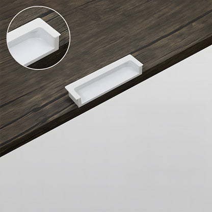 Concealed slotted cabinet pull, pictured in one view showing the surface and mounting form