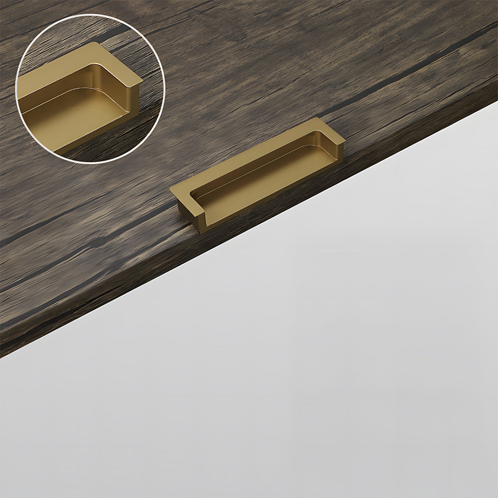 Bronze concealed slotted cabinet pull, displayed from the side showing the surface and mounting form