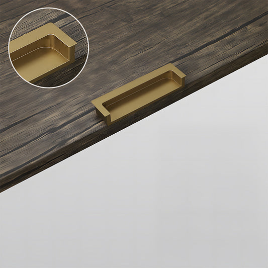 Bronze concealed slotted cabinet pull, displayed from the side showing the surface and mounting form