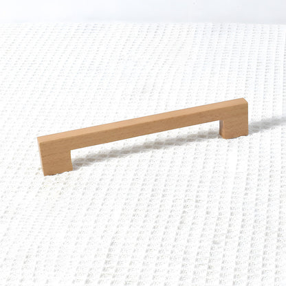 Square wood cabinet pull in beech with 160 mm centers, shown as a single product on a white background