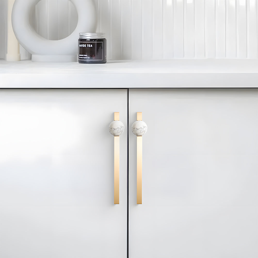 Comforsyco Natural Crystal Sphere Brass Cabinet Handles and Knobs