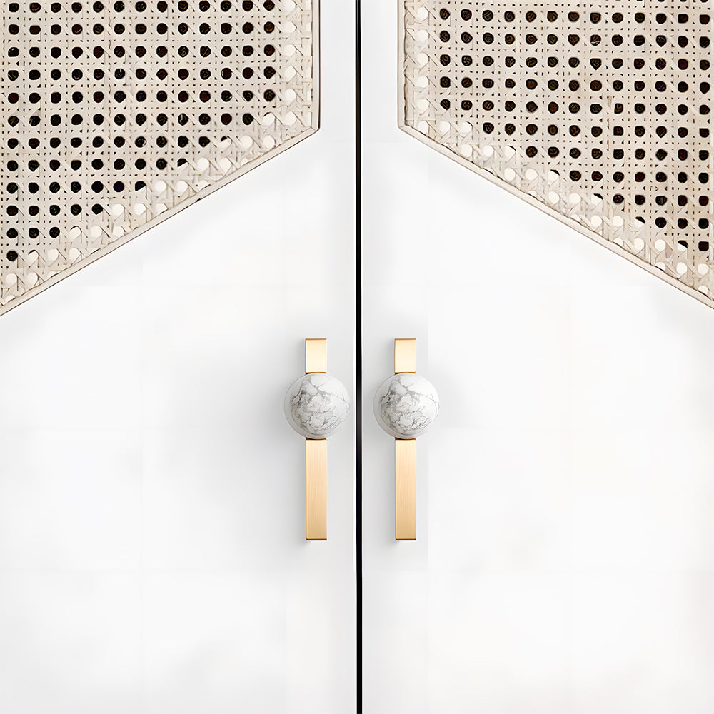 Comforsyco Natural Crystal Sphere Brass Cabinet Handles and Knobs