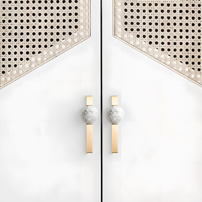 Comforsyco Natural Crystal Sphere Brass Cabinet Handles and Knobs