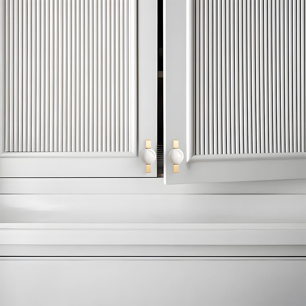 Comforsyco Natural Crystal Sphere Brass Cabinet Handles and Knobs
