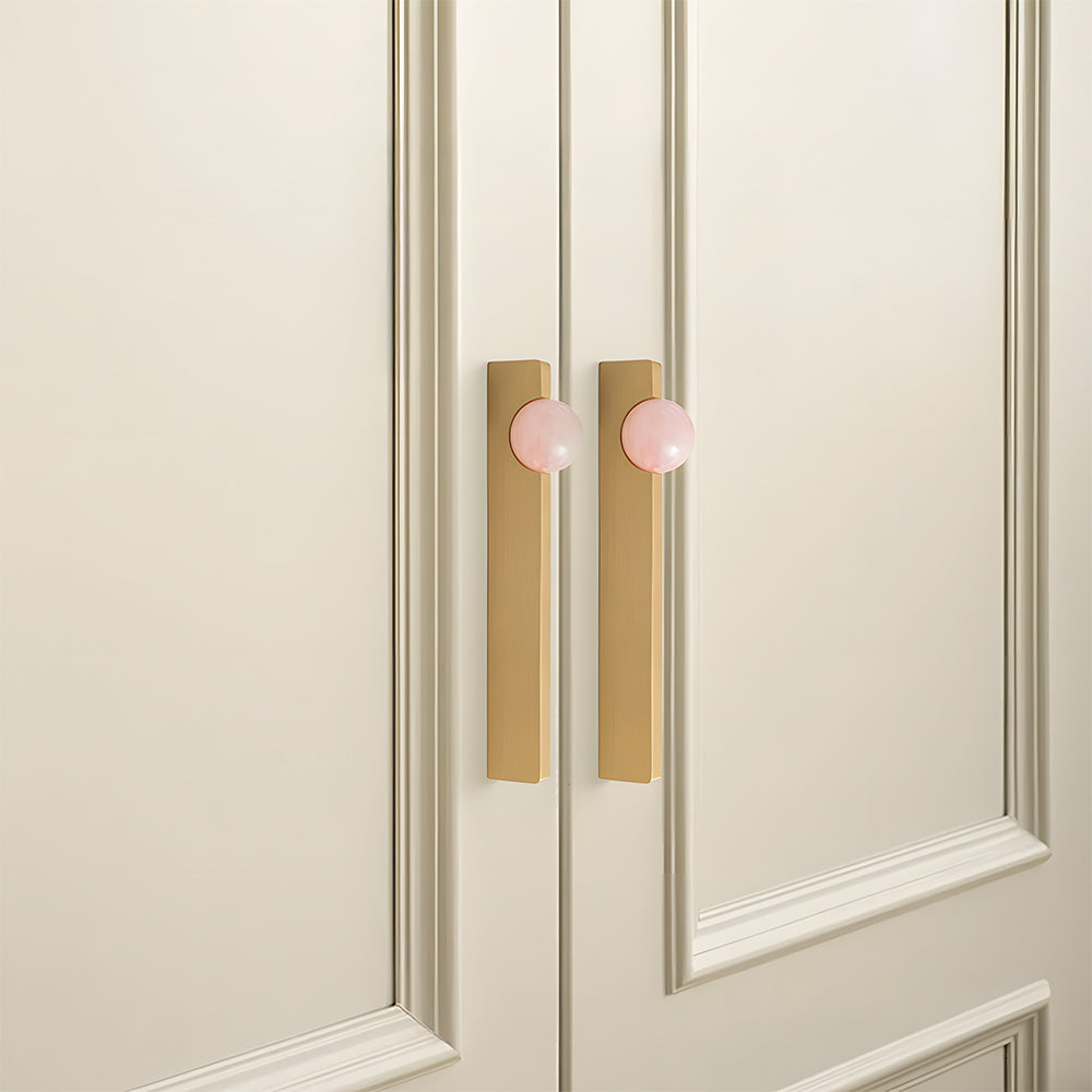 Comforsyco Natural Crystal Sphere Brass Cabinet Handles and Knobs