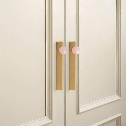 Comforsyco Natural Crystal Sphere Brass Cabinet Handles and Knobs