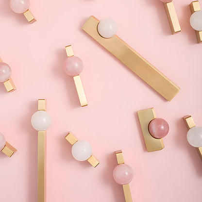 Comforsyco Natural Crystal Sphere Brass Cabinet Handles and Knobs