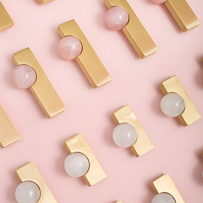 Comforsyco Natural Crystal Sphere Brass Cabinet Handles and Knobs