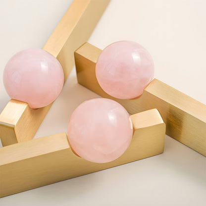 Comforsyco Natural Crystal Sphere Brass Cabinet Handles and Knobs