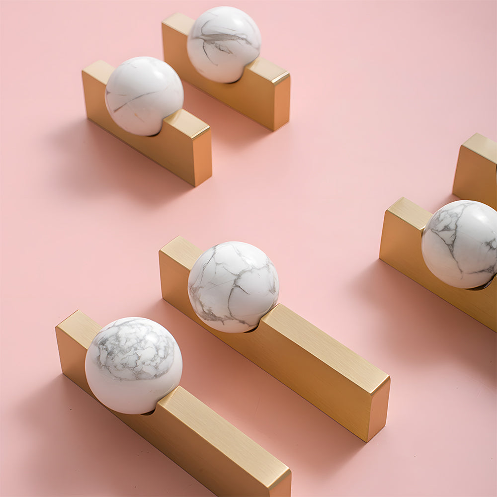 Comforsyco Natural Crystal Sphere Brass Cabinet Handles and Knobs