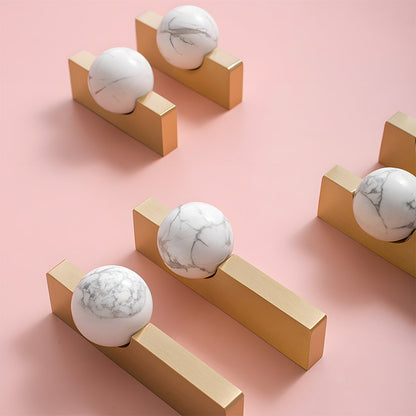 Comforsyco Natural Crystal Sphere Brass Cabinet Handles and Knobs