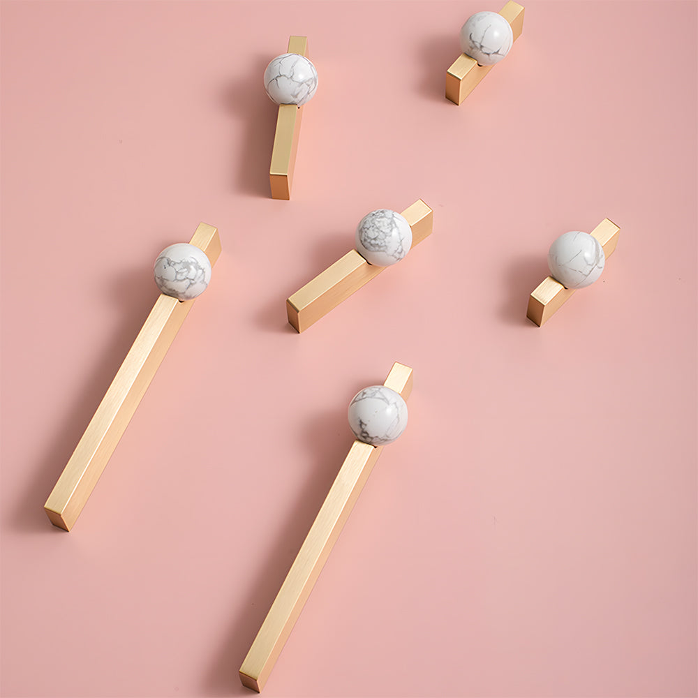 Comforsyco Natural Crystal Sphere Brass Cabinet Handles and Knobs