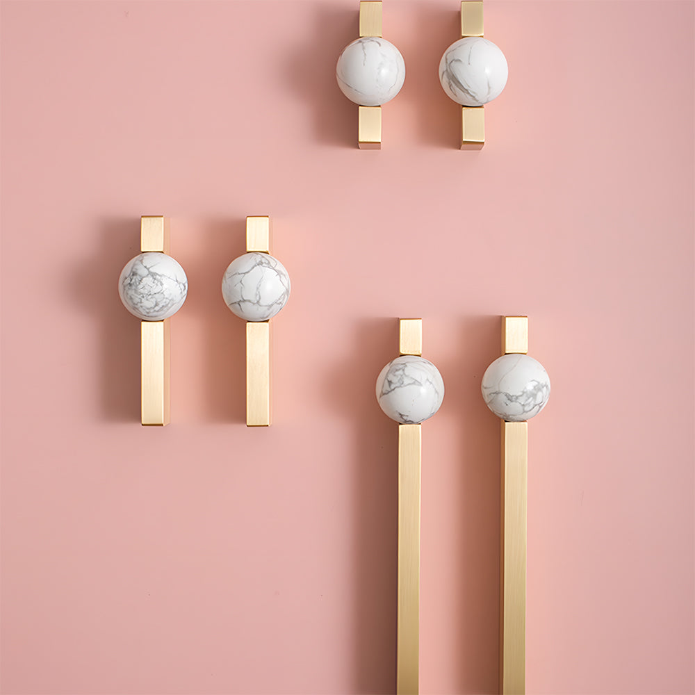 Comforsyco Natural Crystal Sphere Brass Cabinet Handles and Knobs