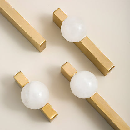 Comforsyco Natural Crystal Sphere Brass Cabinet Handles and Knobs