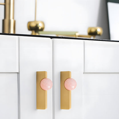 Comforsyco Natural Crystal Sphere Brass Cabinet Handles and Knobs