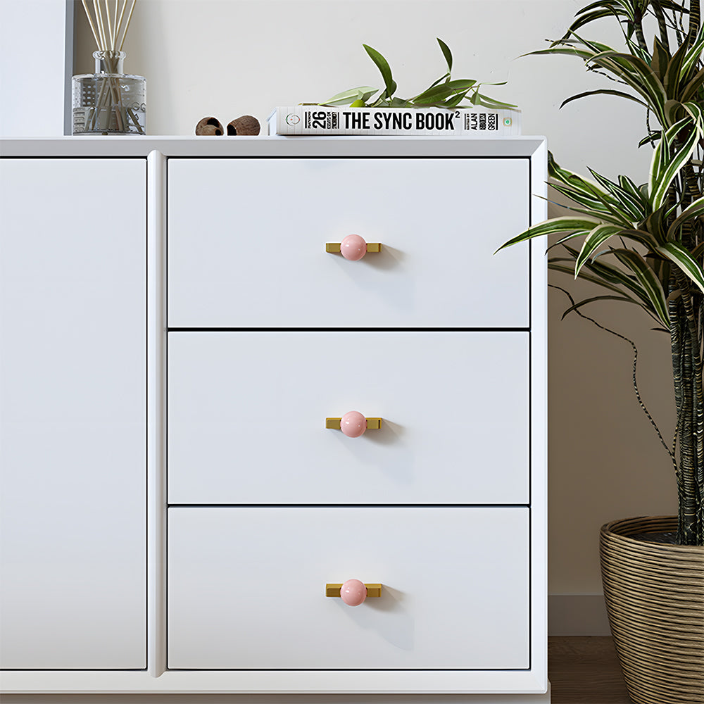 Comforsyco Natural Crystal Sphere Brass Cabinet Handles and Knobs