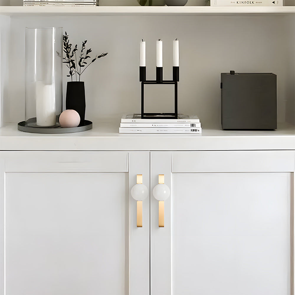 Comforsyco Natural Crystal Sphere Brass Cabinet Handles and Knobs
